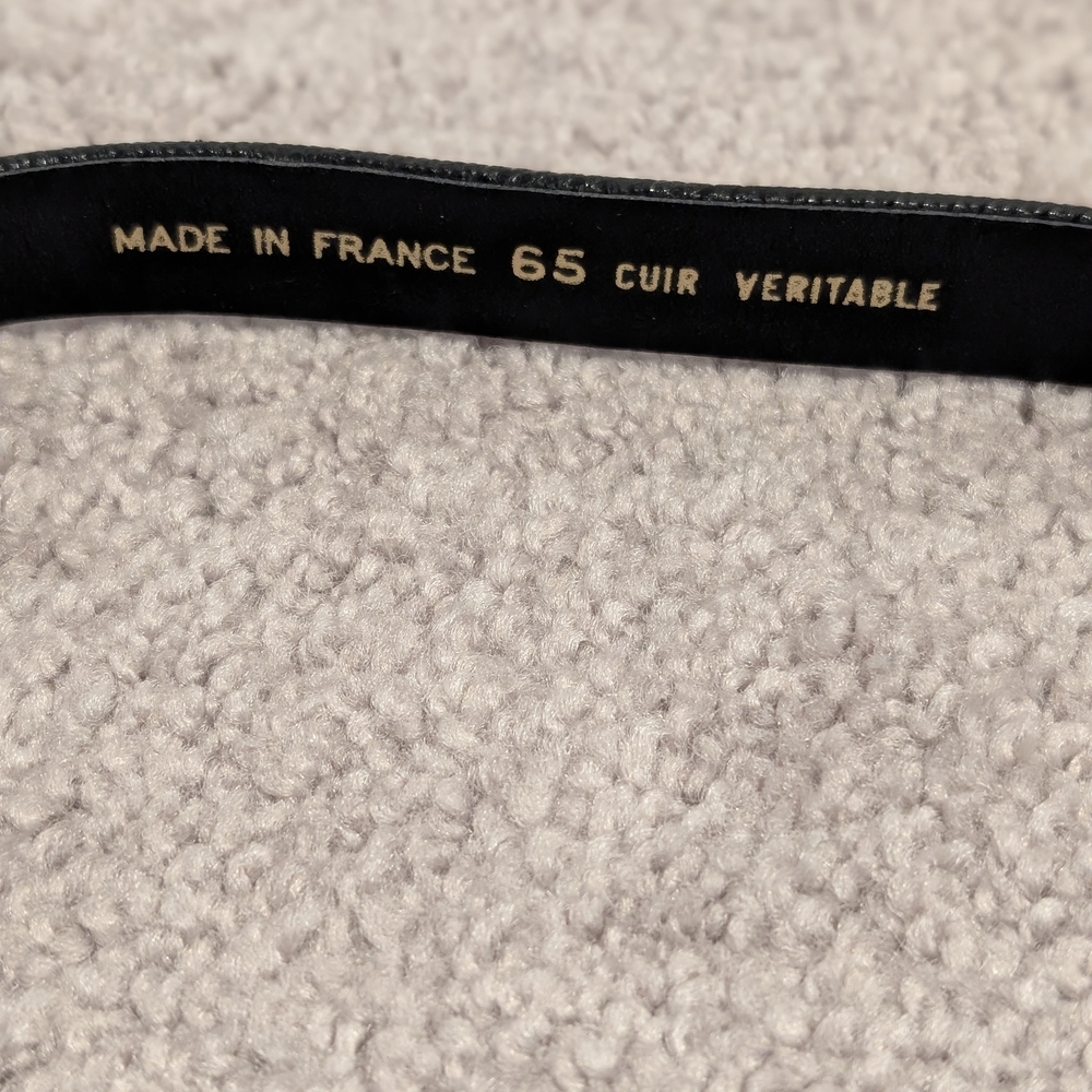 Black Leather Belt with Gold Buckle - Picture 3 of 3